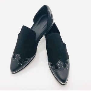ASOS black and silver faux suede cut out flats